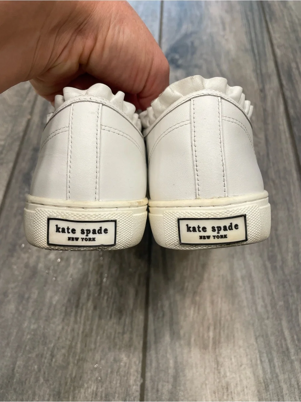 kate spade White Ruffle-Edge Slip-On Sneakers